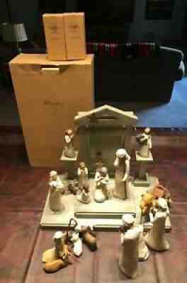 Willow Tree nativity set - 21 Pieces Including Creche Wood Stand