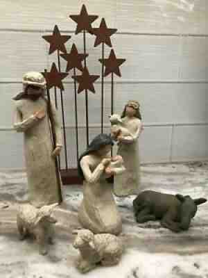 Willow Tree Nativity 6 Piece Set Metal Star Backdrop Susan Lordi Demdaco READ