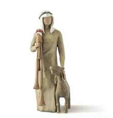Willow Tree Zampognaro Shepherd with Bagpipe, Sculpted Hand-Painted Nativity