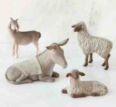 WILLOW TREE NATIVITY!  ??Sheltering Animalsâ?? Set of 4 incl. 2 sheep donkey & goat.