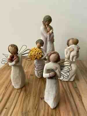 Lot of 5 WILLOW TREE FIGURINES Grandmother Close to Me-Gd Cheer-Gd Health, Angel