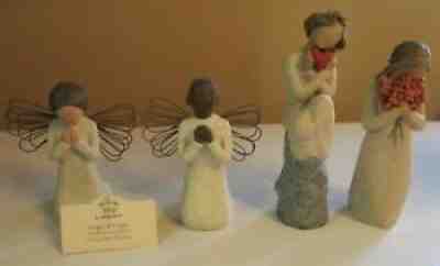 Lot of 4 Willow Tree Figurines: Praying Angels + "Always" + "Surrounded by Love"