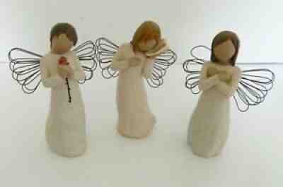 3 Willow Tree Angels by Susan Lordi  Thinking of You Sign for Love Loving Angel