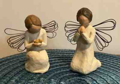 Willow Tree Angel of Prayer Figurine 1999 Demdaco and /Angel of Miracles 2002