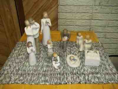 Lot of 9 Willow Tree Figurines Various Sizes and Themes. (Used)