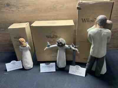 3 Figurine Lot - Willow Tree by Demdaco Forget-Me-Not, Happiness, Together