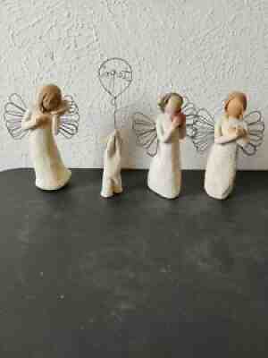 willow tree figurines lot + one full winged Angel