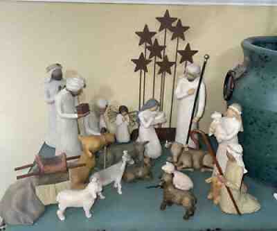 Willow Tree Nativity Plus Star Backdrop, Wisemen, Shepherds & Stable Animals +++