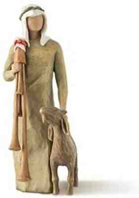 Willow Tree Zampognaro Shepherd with Bagpipe Sculpted Hand-Painted Nativity Figu