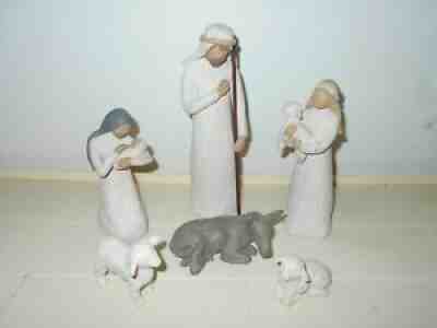 1999 WILLOW TREE NATIVITY HAND PAINTED WOOD FIGURINES 6 PIECE SET B5