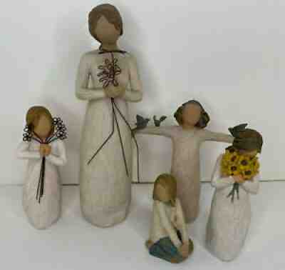 Lot of 5 Willow Tree Susan Lordi Demdaco Happiness Warm Embrace Joyful Grateful