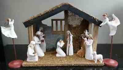 13 Piece Figurines and stable Willow Tree Nativity Sample set Read description