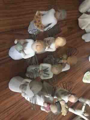 willow tree figurines Angels Lot Of 8 Wire Wings