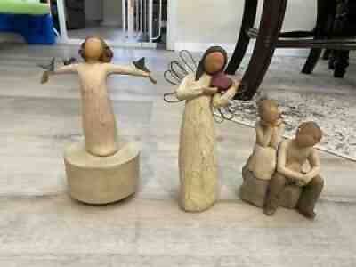 RARE Willow Tree Lot Happiness Angel Of The Heart Music Box Brother And Sister