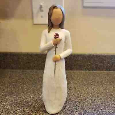 New In Box~LG Willow Tree~LOVE~Woman Holding a Rose ~9" Tall~HAND PAINTED~USPS