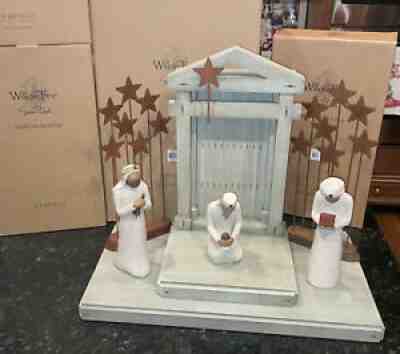 willow tree nativity set, CrÃ¨che 26106, Two Metal Star Backdrop, Three Wisemen