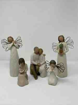 Lot of 5 WILLOW TREE FIGURES Welcoming, Anniversary, Wisdom, Prayer, Joy EUC