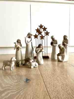 Willow Tree Nativity Scene, Three Wisemen And Star Backdrop