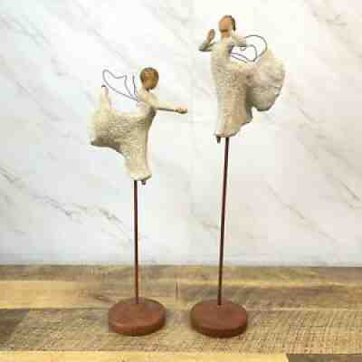 Angel Song Of Joy & Song Of Life Hand Painted Willow Tree SUSAN LORDI Set Of 2