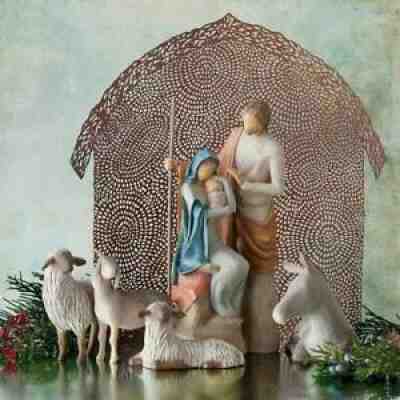 Willow Tree The Holy Family, Shelter with Sheltering Animals, NWB Susan Lordi
