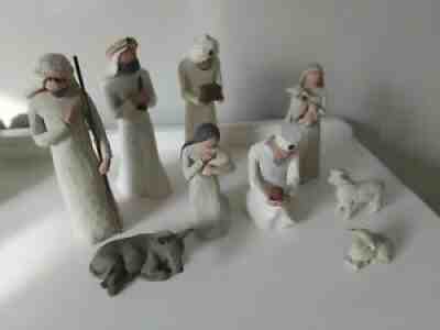 Willow Tree Nativity Set 9 Pieces Mary Joseph 3 Wisemen Sheep Donkey *Read*