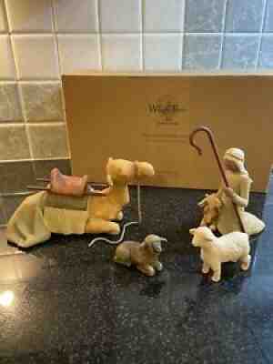 Willow Tree Shepherd and Stable Animals, sculpted hand-painted figures