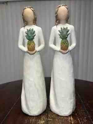 2 Willow Tree Hearth and Home 15" Figure Woman Pineapple Susan Lordi DEMDACO 15"