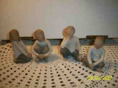 Four Demdaco Willow Tree Child Figures by Susan Lordi Joyful dated 2008