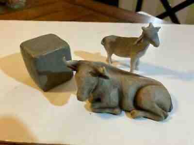 Willow Tree Ox and Goat Pedestal Nativity Figures 2-Piece Set
