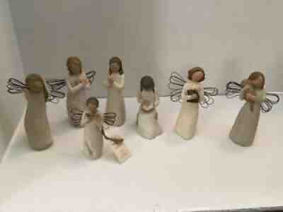 LOT OF 7 WILLOW TREE FIGURINES REMEMBRANCE THANK YOU ANGEL OF LEARNING WISDOM