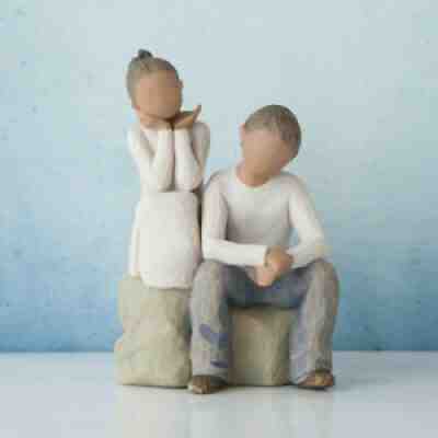 Brother and Sister figure, darker skin & hair | Willow Tree