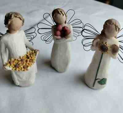 Lot of 3 Willow Tree Figurines, ANGEL OF SUMMER ,GOOD HEALTH,SUNSHINE Sunflower