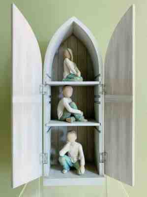 Willow Tree Roses in my garden cabinet with 3 children Family set display gift