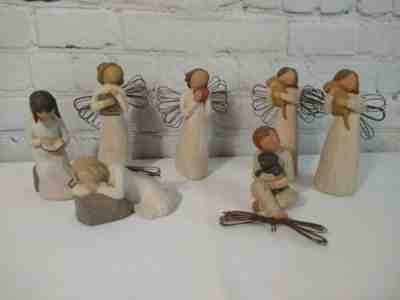 Lot of 7 DEMDACO WILLOW TREE figurines -dreaming angel, wisdom, heart, learning