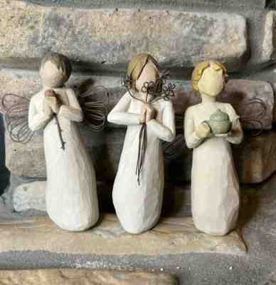 Willow Tree Lot of 3 Figurines â??Loving Angel, Friendship, Angel of the Kitchenâ??