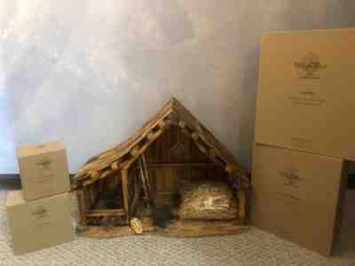 Handmade Wooden Nativity Set with Willow Tree Figures