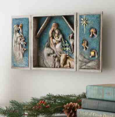Starry Night Nativity Triptych Hand Painted Willow Tree Susan Lordi Demdaco Box