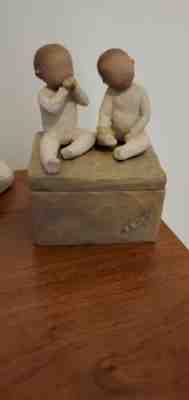 Willow Tree Two Together Baby Twins by Susan Lordi 2007 Keepsake Box EUC
