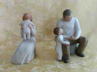 Pair Willow Tree Figurines By Demdaco Susan Lordi ~ Grandfather And Grandmother