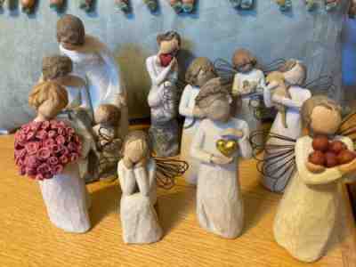 Willow Tree Figurine lot 9 pieces: 5 Angels. roses, Generation. dog & cat