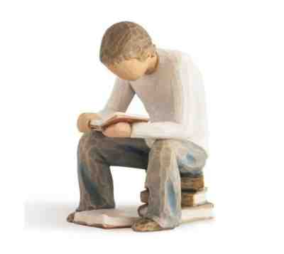 Willow Tree - Quest, Sculpted Hand-Painted Figure Boy with Books (Missing Box)