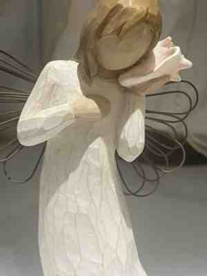 Willow Tree Thinking of You Hand-Painted Sculpted Figurine. Girl & Conch Shell