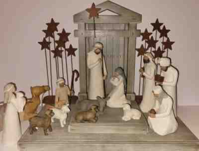 Willow Tree Nativity Figurine Set w/CrÃ¨che (large figurines) w/Original Boxes