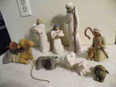 Vtg WILLOW TREE NATIVITY SET LORDI Figurines 5 ANIMALS & 4 PEOPLE & LARGE CAMEL