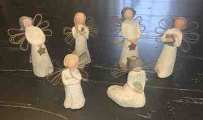 Willow Tree Figurine / Ornament Lot Of 6 Susan Lordi 2000-2001 Twine Hangers