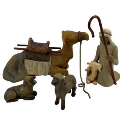 Willow Tree Shepherd and Stable Animals Nativity Figurines Set of 4 VTG 2002