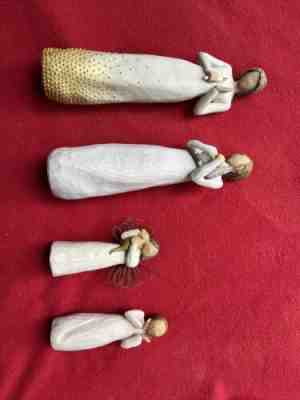 Lot of 4 Willow Tree Figures Demdaco-Vigil, Hero, Angel Of Friend, Lot Of Love