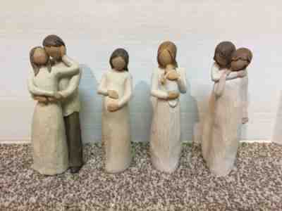 Lot of 4 Willow Tree Figurines CHERISH (Preg) TOGETHER ANGEL OF MINE-CHRYSALIS