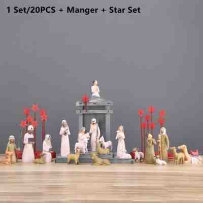 20PCS WILLOW TREE NATVITY FIGURES SET STATUE Christmas Gift Hand Painted DÃ©cor