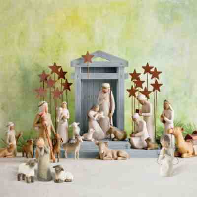 20Pcs Willow Tree Nativity Figures Set Statue Hand Painted Decor Christmas Gift